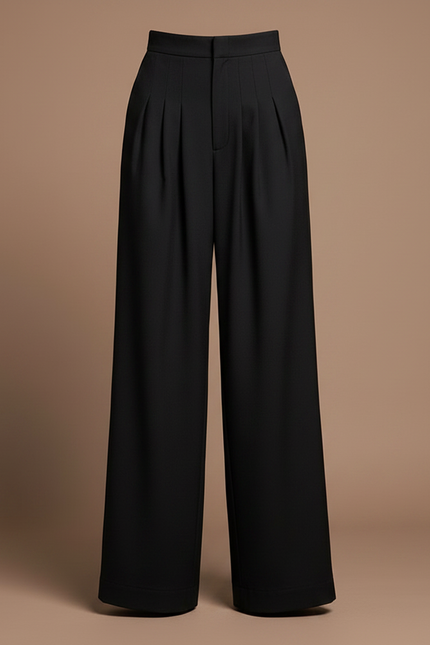 Pantalon Noir Taille Haute Fluide Élégant Femme - Polyester - vue 3