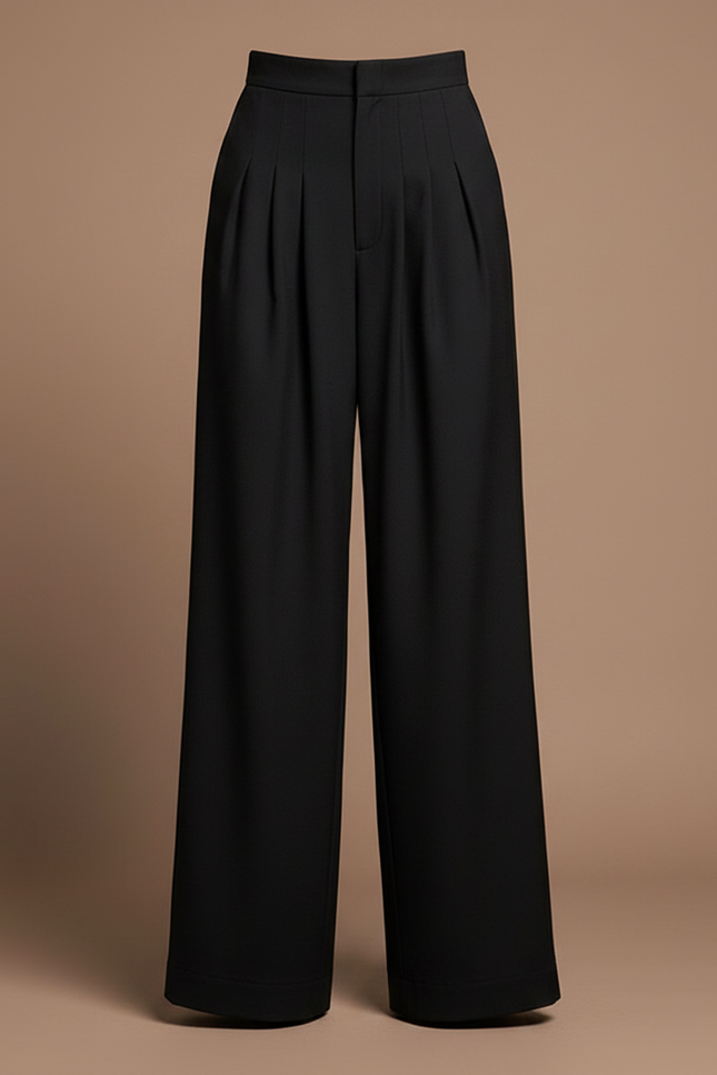 Pantalon Noir Taille Haute Fluide Élégant Femme - Polyester - vue 3