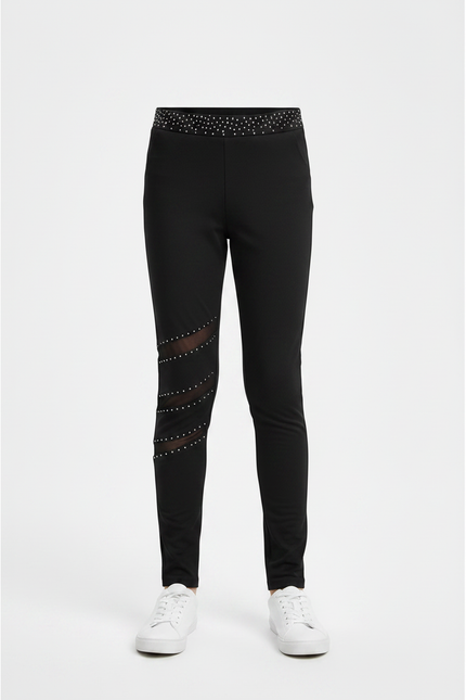 Pantalon Noir Enfant Strass Maille Fille Garçon - Polyester - vue 3