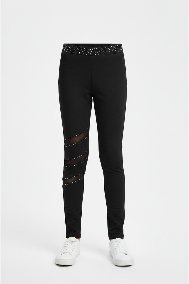 Pantalon Noir Enfant Strass Maille Fille Garçon - Polyester - vue 3