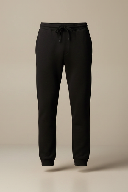 Pantalon Noir Jogging Cordon Ajusté Confortable Homme - Molleton - vue 3