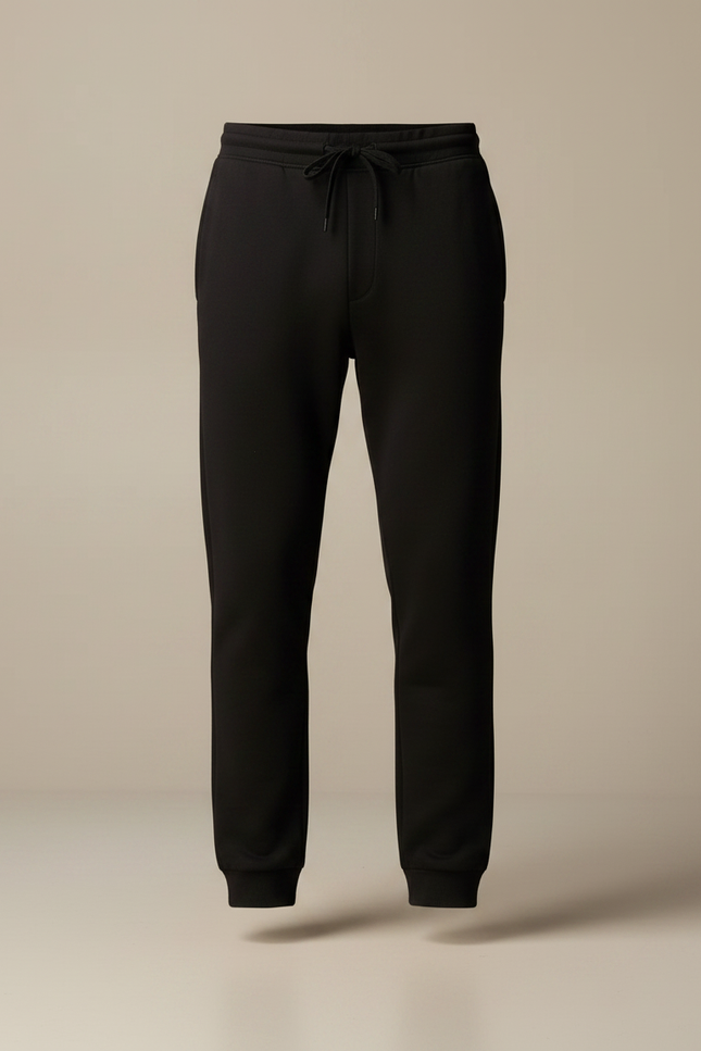 Pantalon Noir Jogging Cordon Ajusté Confortable Homme - Molleton - vue 3