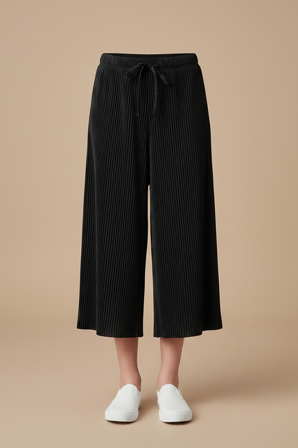 Pantalon Jupe Culotte Noir - Polyester - vue 3