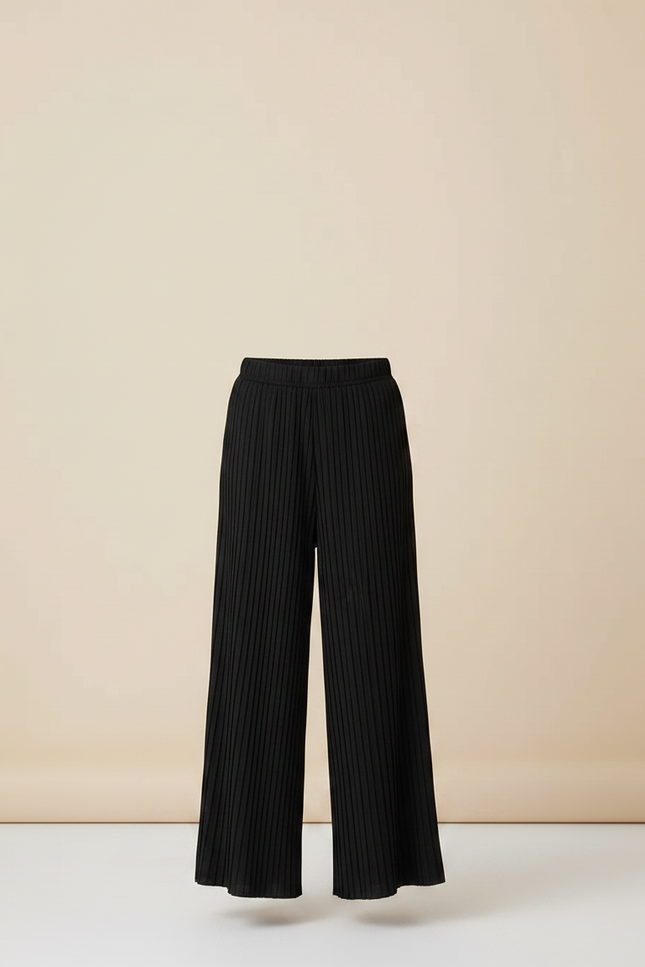 Pantalon Noir Plissé Ample Fille Confortable - Polyester - vue 3