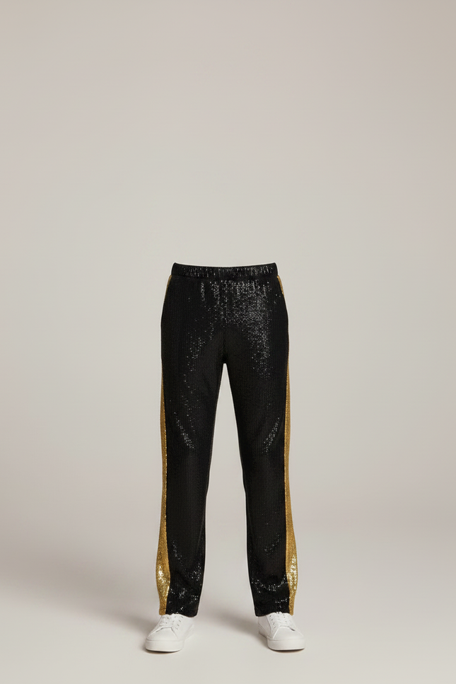Pantalon Noir A Paillette - Polyester - vue 3