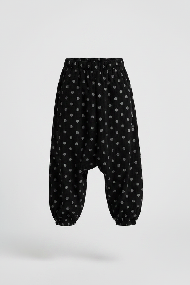 Pantalon Noir Harem À Pois Côtelé Garçon Décontracté - Cordé - vue 3