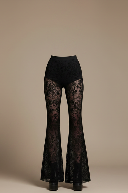 Pantalon Noir Broderie - Maille - vue 3