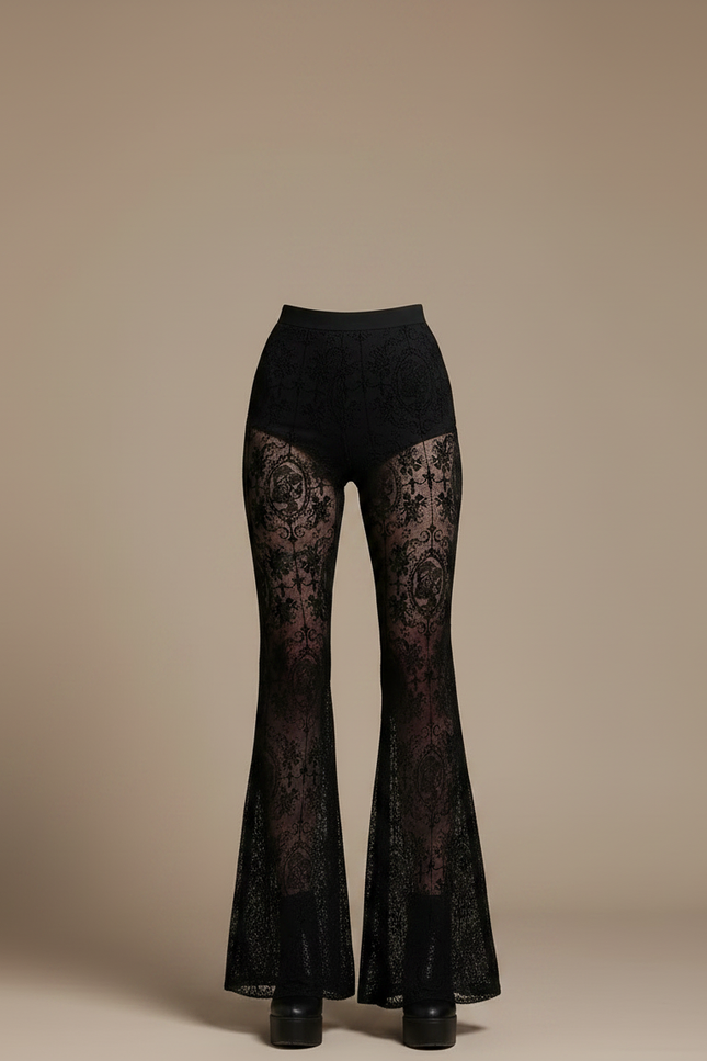 Pantalon Noir Broderie - Maille - vue 3