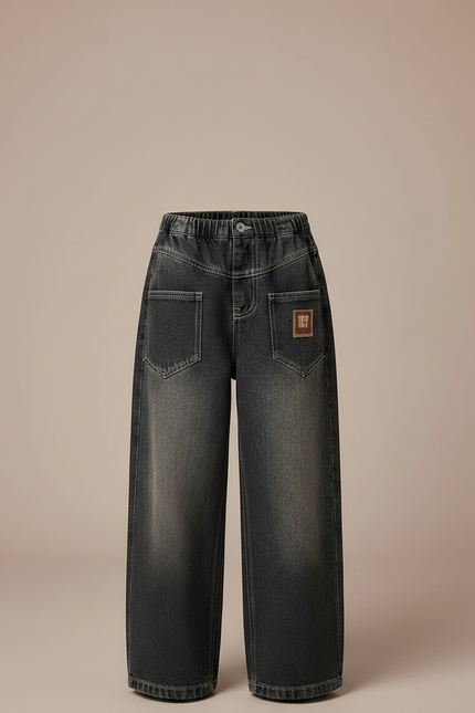 Pantalon Noir Jean Ample Décontracté Garçon - vue 3