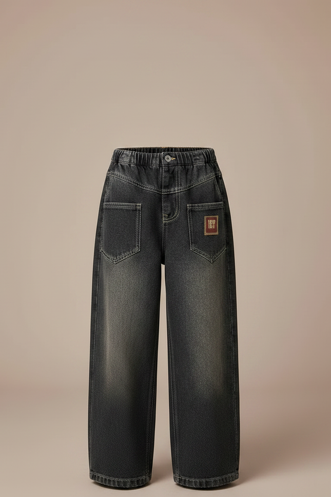 Pantalon Noir Jean Ample Décontracté Garçon - vue 3