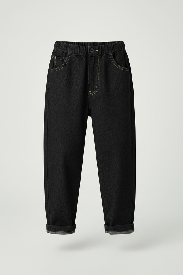 Pantalon Noir Denim Ample Élastique Garçon - Jean - vue 3