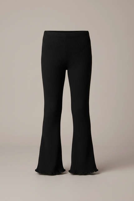 Pantalon Noir Côtelé Évasé Dentelle Enfant Garçon - Maille - vue 3