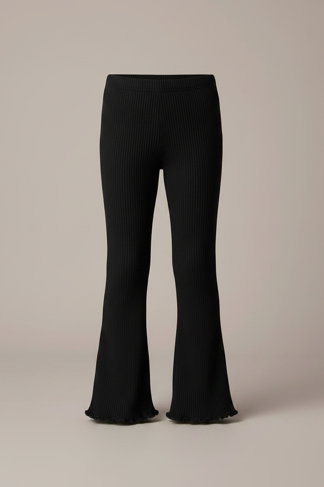 Pantalon Noir Côtelé Évasé Dentelle Enfant Garçon - Maille - vue 3