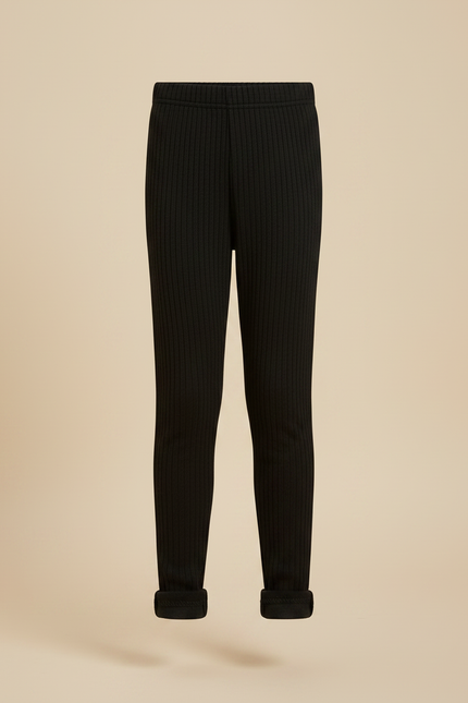Pantalon Noir Côtelé Épais Chaud Enfant - Maille - vue 3