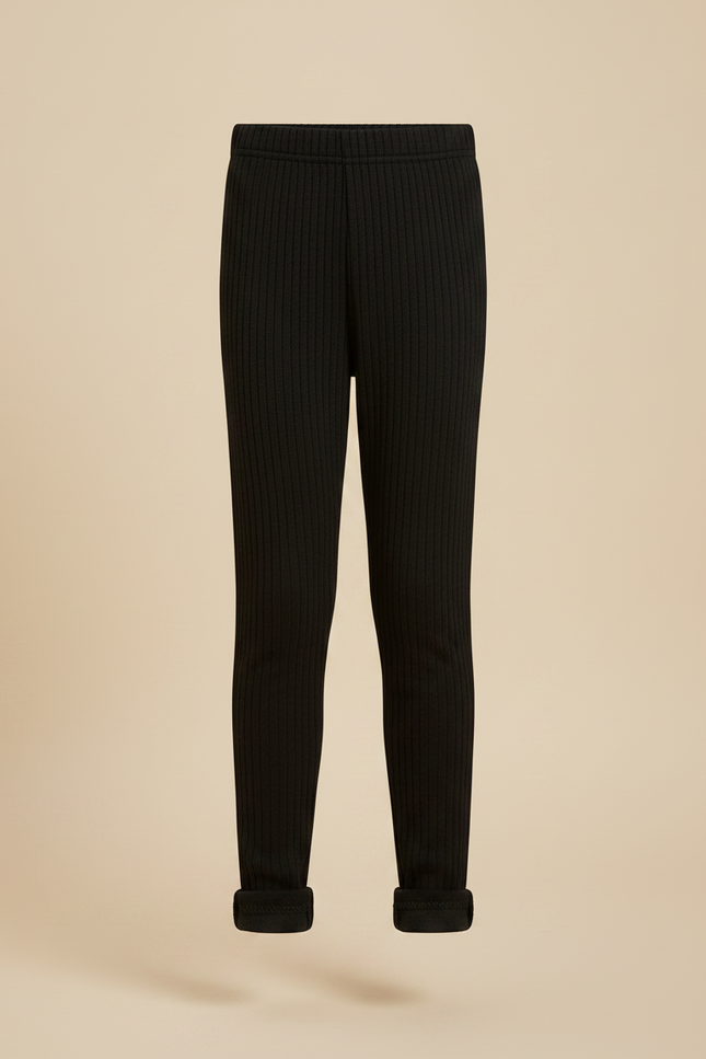 Pantalon Noir Côtelé Épais Chaud Enfant - Maille - vue 3