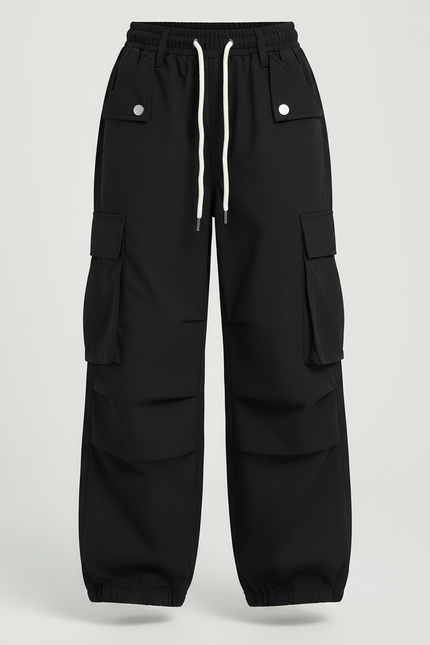 Pantalon Noir Cargo Ample Fille Casual - Polyester - vue 3