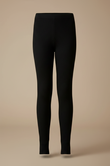Pantalon Noir Côtelé Chaud Enfant Fille Slim - Maille - vue 3