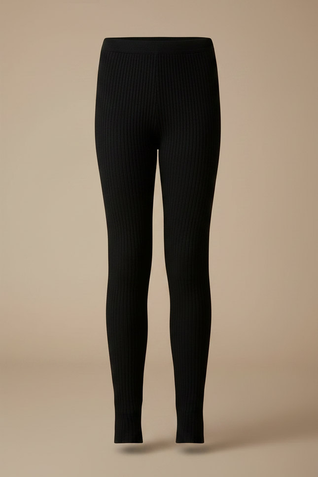 Pantalon Noir Côtelé Chaud Enfant Fille Slim - Maille - vue 3