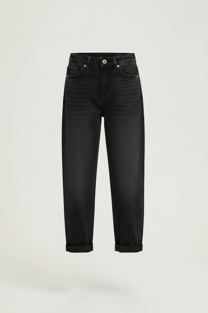 Pantalon Noir Jeans Ample Taille Haute Fille - vue 3