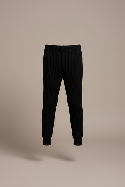Pantalon Noir Côtelé Tricoté Confortable Enfant - Maille - vue 3