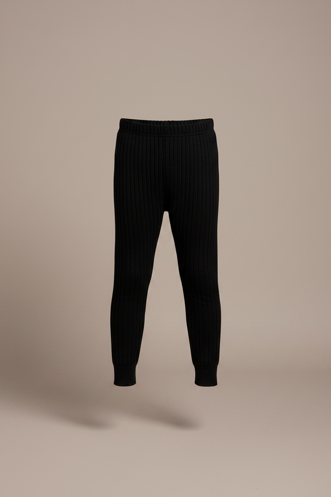 Pantalon Noir Côtelé Tricoté Confortable Enfant - Maille - vue 3