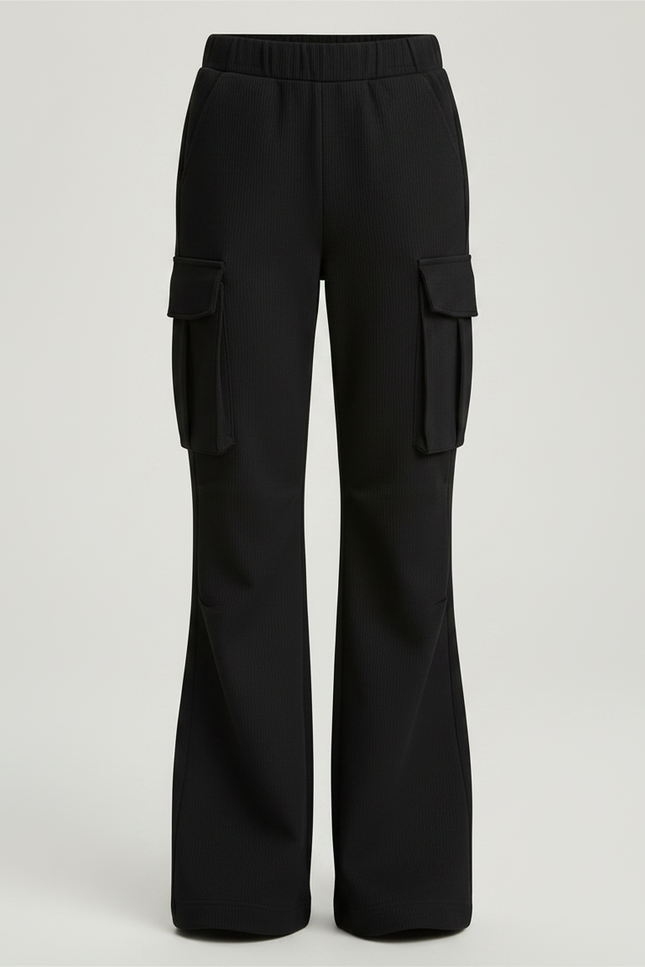 Pantalon Noir Cargo Ample Côtelé Fille - Cordé - vue 3