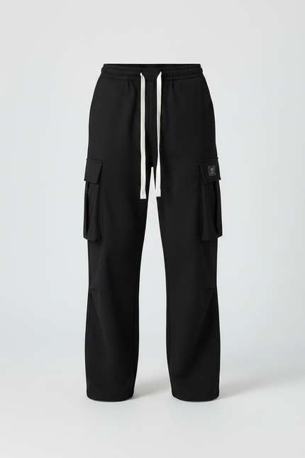Pantalon Noir Cargo Ample Décontracté Jogger Homme - Polyester - vue 3