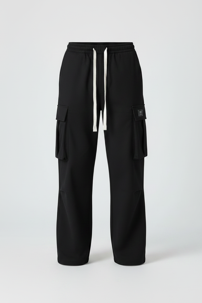 Pantalon Noir Cargo Ample Décontracté Jogger Homme - Polyester - vue 3