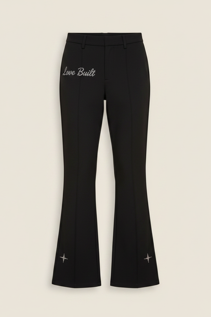 Pantalon Noir Évasé Étoiles Strass Fille - Molleton - vue 3