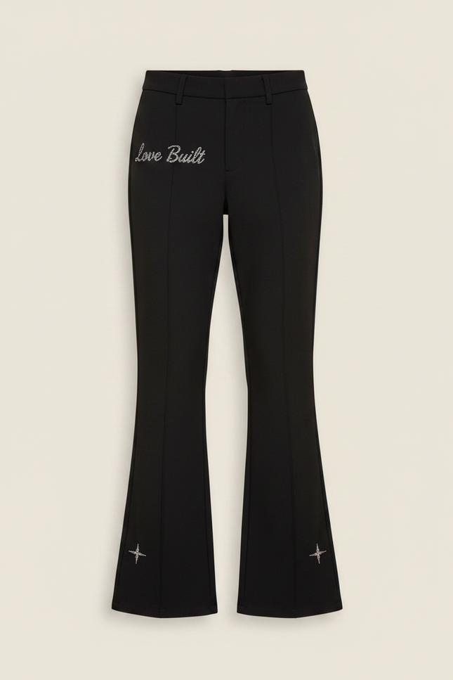 Pantalon Noir Évasé Étoiles Strass Fille - Molleton - vue 3