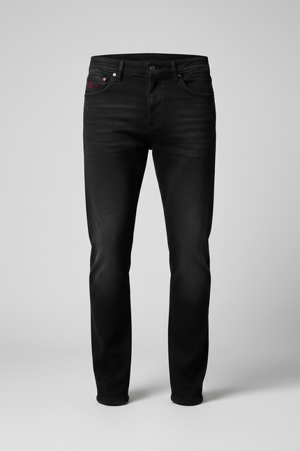 Pantalon Noir Homme Délavé Droit Décontracté - Jean - vue 3