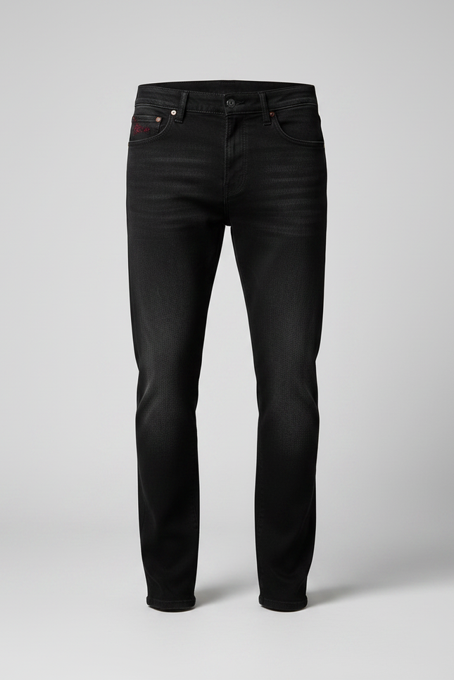 Pantalon Noir Homme Délavé Droit Décontracté - Jean - vue 3