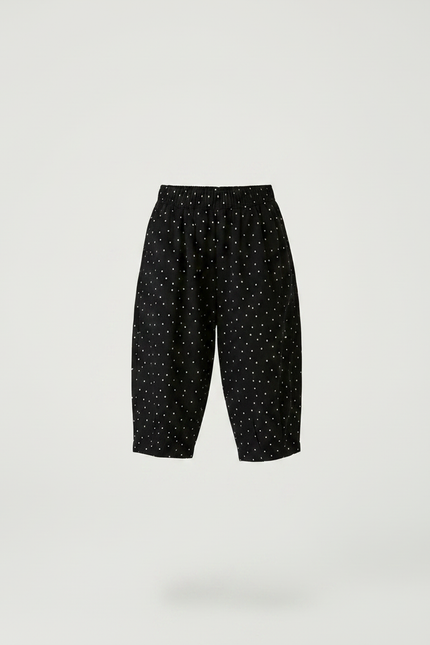 Pantalon Noir Polka Dot Ample Confortable Fille - Coton - vue 3