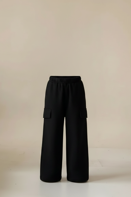Pantalon Noir Cargo Ample Garçon Molletonné Chaud - vue 3
