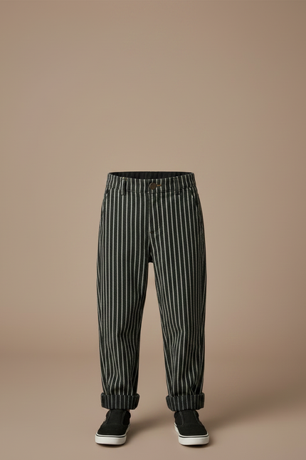 Pantalon Noir Rayé Ample Décontracté Enfant - Laine - vue 3