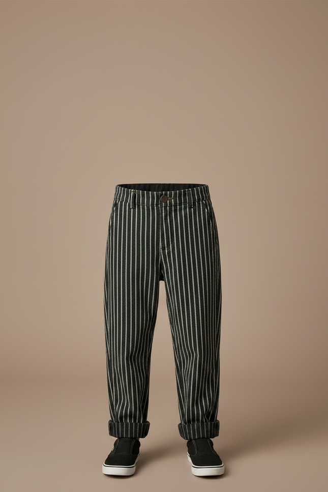 Pantalon Noir Rayé Ample Décontracté Enfant - Laine - vue 3