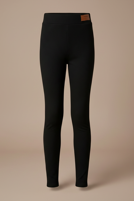 Pantalon Noir Côtelé Élastique Fille Confortable Slim - Maille - vue 3