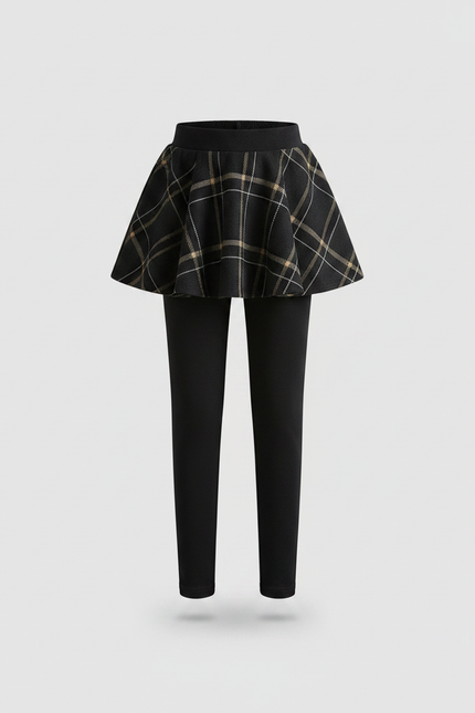Pantalon Noir Plaid Jupe Intégrée Épais Fille - Molleton - vue 2