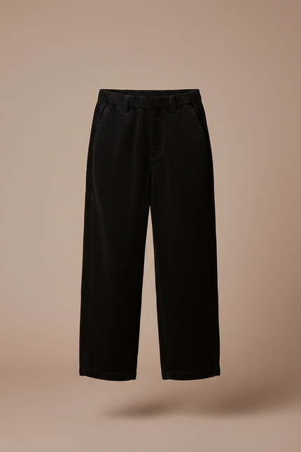 Pantalon Noir Côtelé Ample Garçon Adolescents Décontracté - Cordé - vue 3