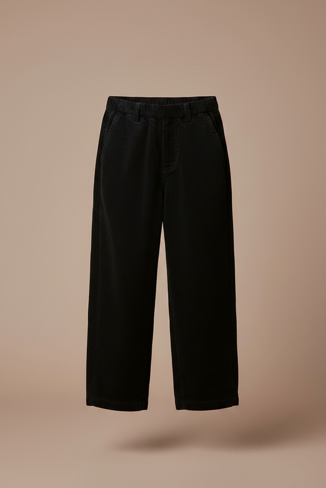 Pantalon Noir Côtelé Ample Garçon Adolescents Décontracté - Cordé - vue 3