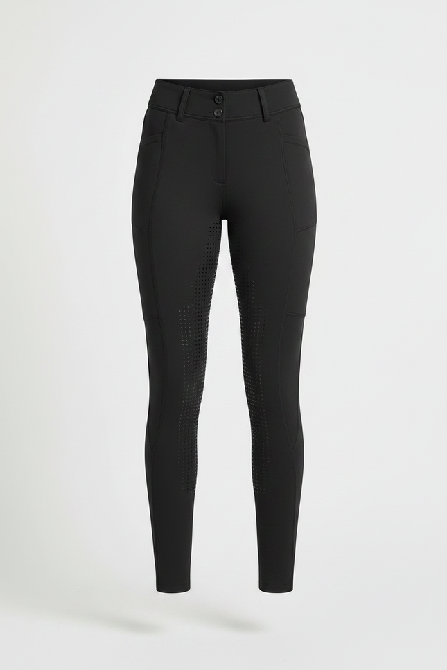 Pantalon Noir Équitation Respirant Adhérent Femme Sport - Polyester - vue 3