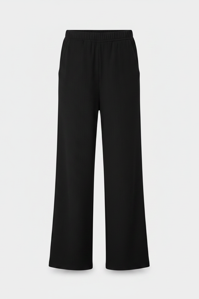 Pantalon Noir Côtelé Ample Confortable Fille - Maille - vue 3