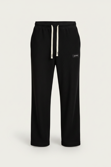 Pantalon Noir Côtelé Ample Décontracté Urbain - Cordé - vue 3