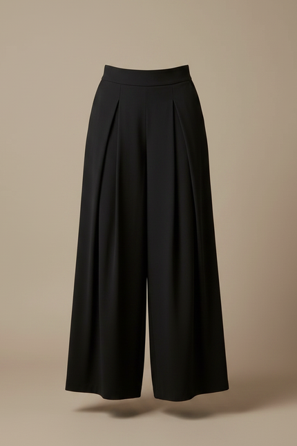 Pantalon Fluide Plissé Noir - Polyester - vue 3