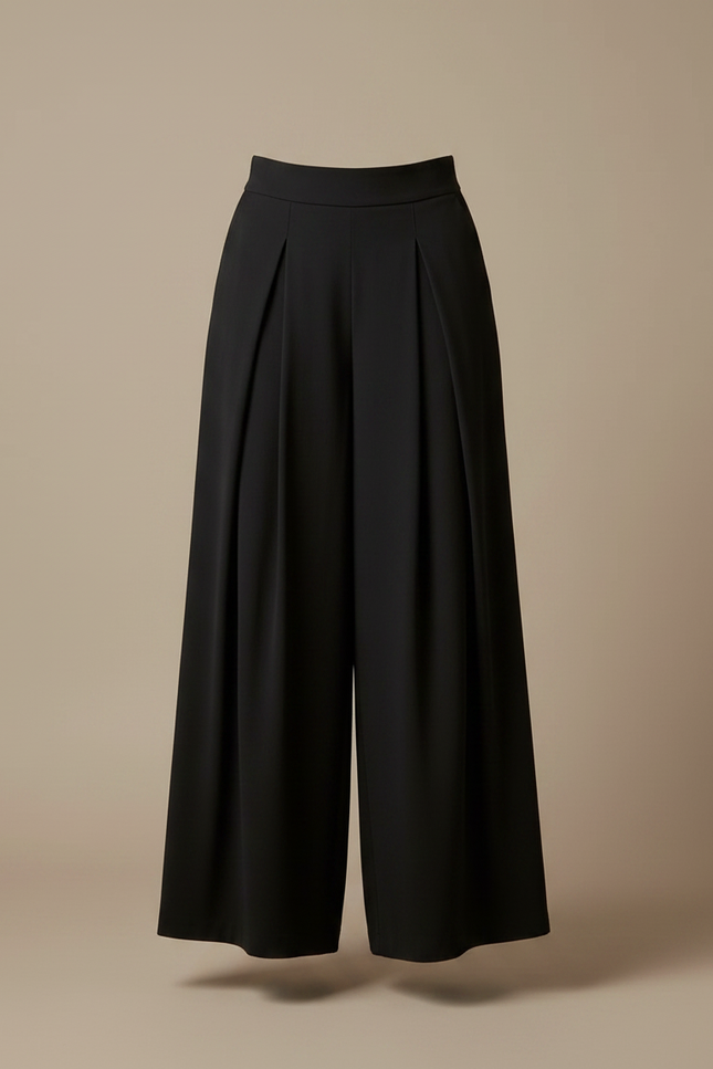 Pantalon Fluide Plissé Noir - Polyester - vue 3
