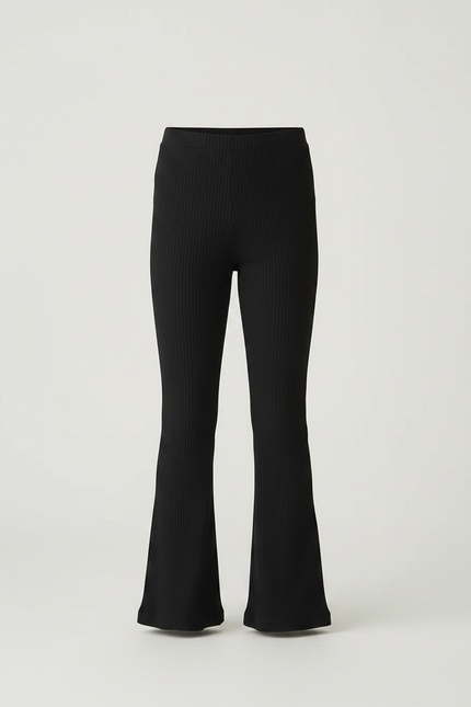 Pantalon Noir Côtelé Évasé Slim Fille Confortable - Maille - vue 3