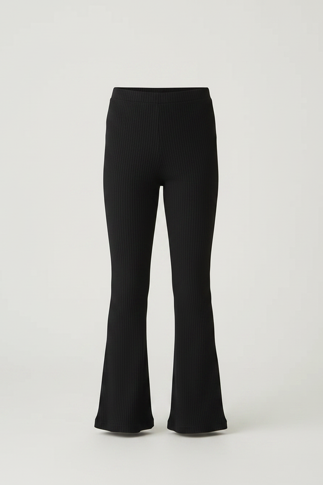 Pantalon Noir Côtelé Évasé Slim Fille Confortable - Maille - vue 3