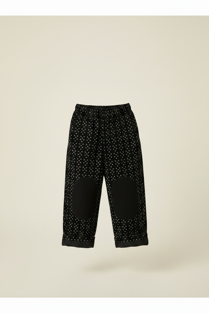 Pantalon Noir Ample Motif Patchs Genoux Enfant - Cordé - vue 3