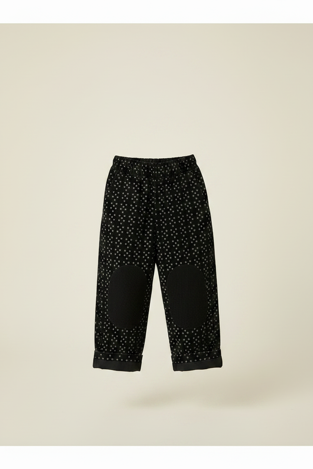 Pantalon Noir Ample Motif Patchs Genoux Enfant - Cordé - vue 3