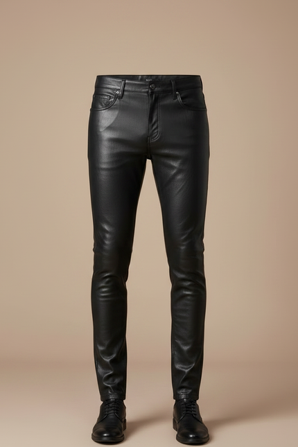 Pantalon Cuir Noir Homme - vue 3
